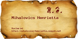 Mihalovics Henrietta névjegykártya